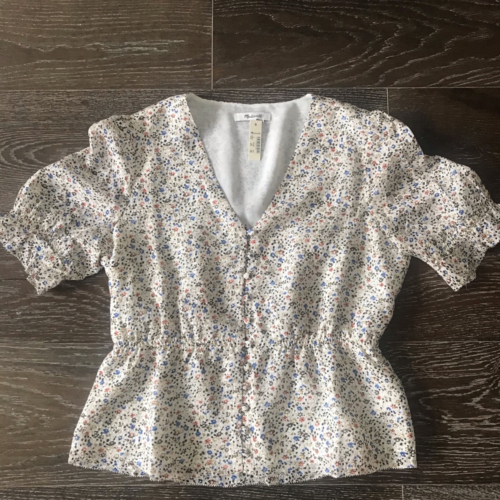 Madewell floral peplum blouse NWT